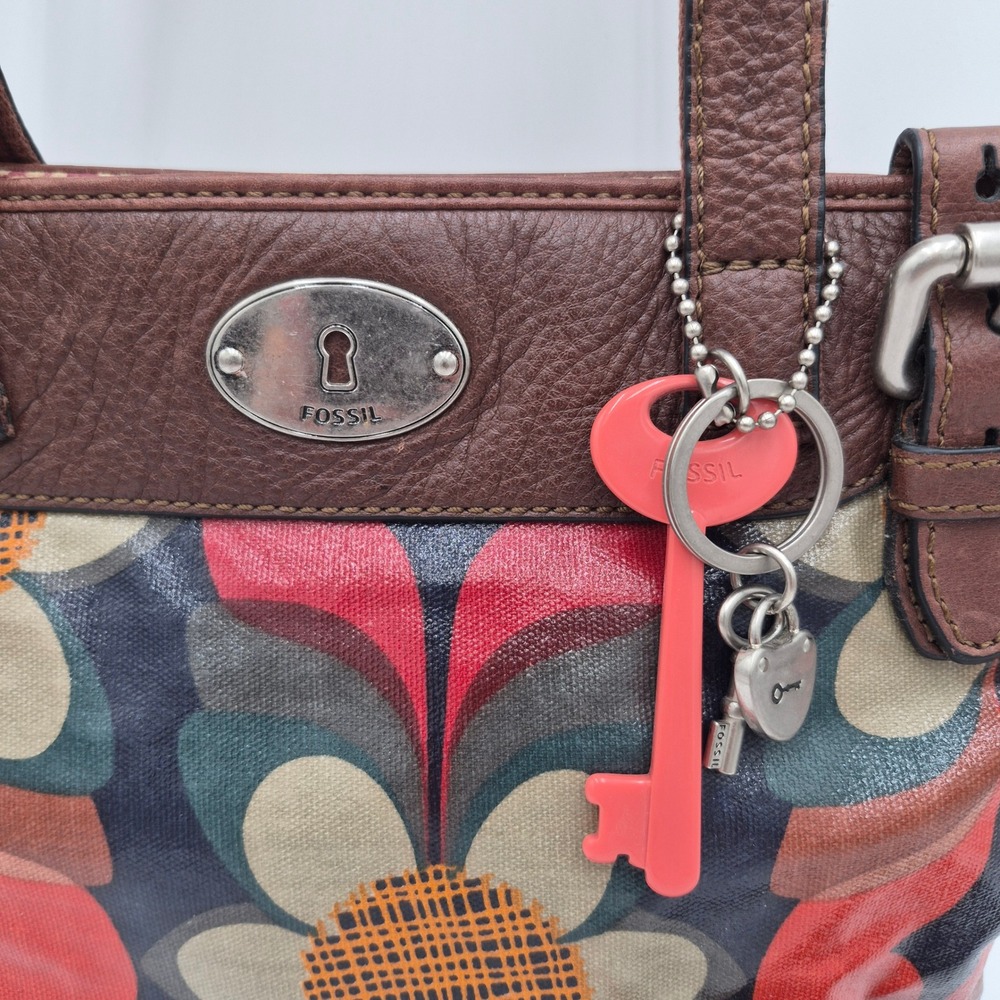 Fossil Key-Per Floral Tote Bag & Wallet Set ZB5126 Retro Coated Canvas Bag - Picture 2 of 16